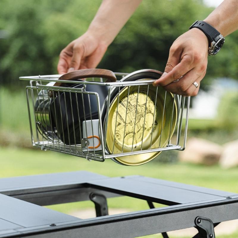 Stainless Steel Dish Drainer Basket Detachable Storage Organizers for Outdoor Camping Hiking Picnics Kitchen Accessories