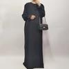 Women's Loose Solid Color Elastic Sleeve Plus Size Dress