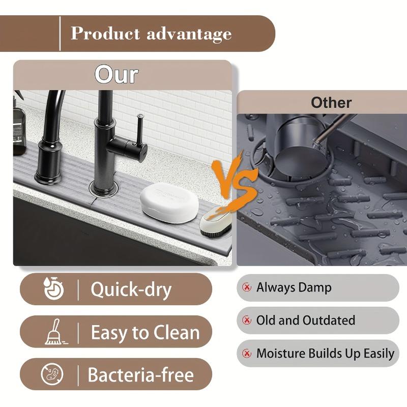 2-Pack Diatomite Faucet Pads Set Fast-Absorbent Quick Dry Bathroom Sink Mat for Kitchen Countertop Sink Cover