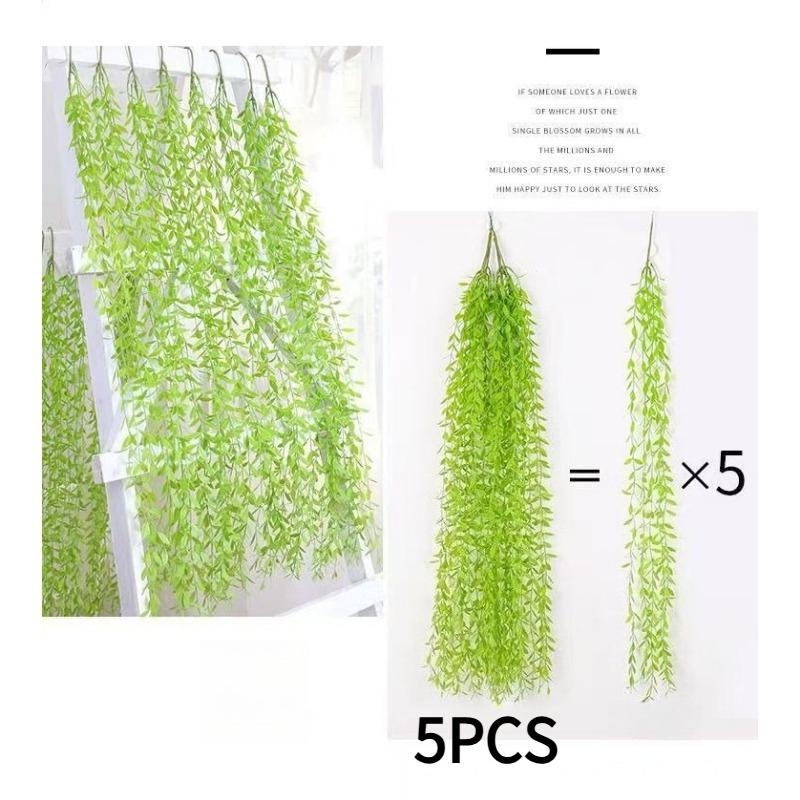 

5PCS simulation willow leaf willow bud simulation plant plastic leaf ceiling rattan indoor shading wall hanging green plant decoration