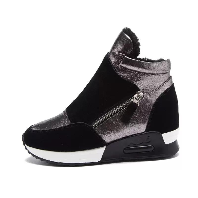 

Suede Leather Sneakers Women Platform Shoes Fashion Women Sneakers Height Increasing Shoes Woman Casual Shoes Short Plush 40