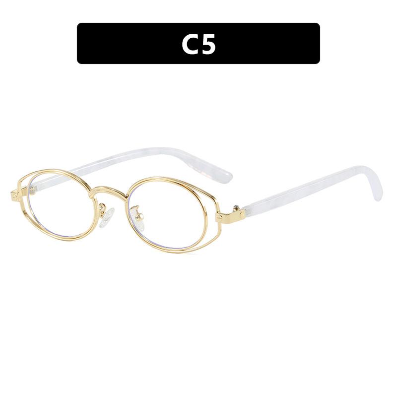 Double circle oval glasses frame women's high-end flat glasses fashionable and retro can be equipped with myopia anti-blue light eyes