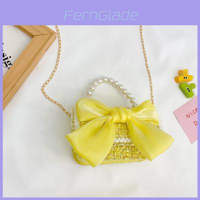 Stylish Cotton Girl Handbag With Artificial Pearl Embellishments For Daily Use