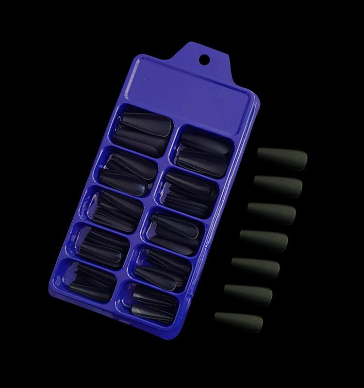 

100 шт. Очень длинные однотонные типсы для ногтей балерины - Синяя и прозрачная коробка, Готовый дизайн трапециевидной формы гроба