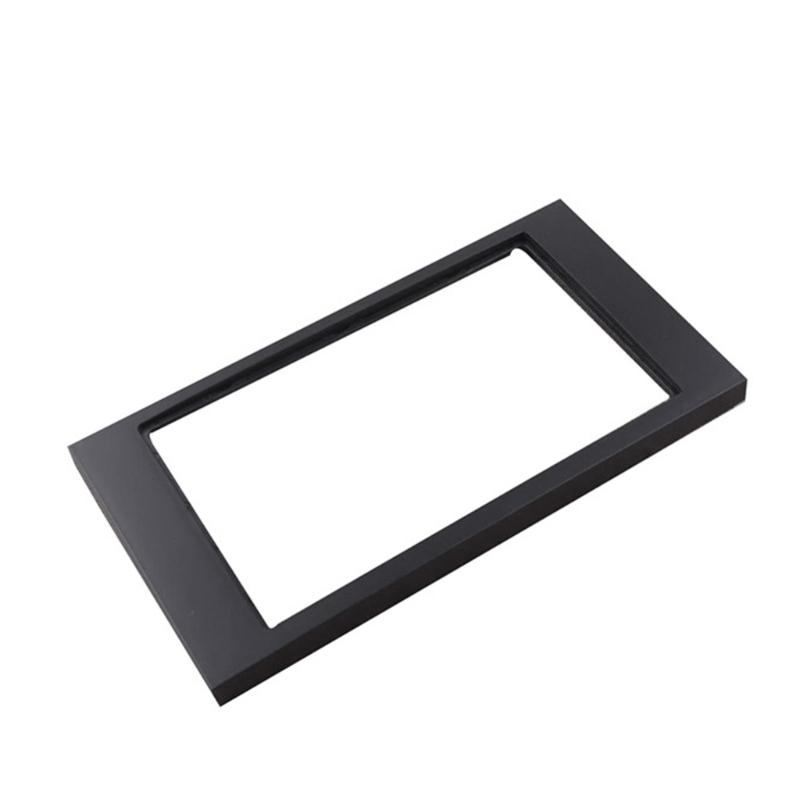 Car Radio Fascia Trim Panel, Double DIN Installation Frame with Black Plastic Surround and Inner Mounting Frame for Center Console Replacement