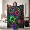 colorful starpatterned flannel blanket perfect for sofa bed office Ideal gift for family friends and holidays