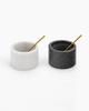 Marble Salt & Pepper Bowl Set: Modern Kitchen Cellar with Brass Spoons