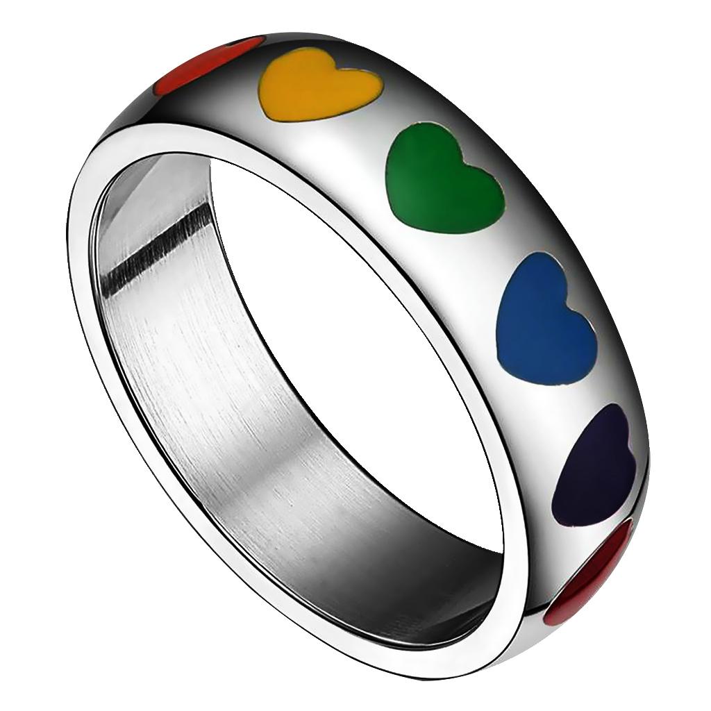 Epoxy Color Heart Ring Rainbow Ring Titanium Steel Love Ring Stainless Steel Rin Epoxy Color Heart Ring Rainbow Ring Titanium Steel Love Ring Stainless Steel Rin