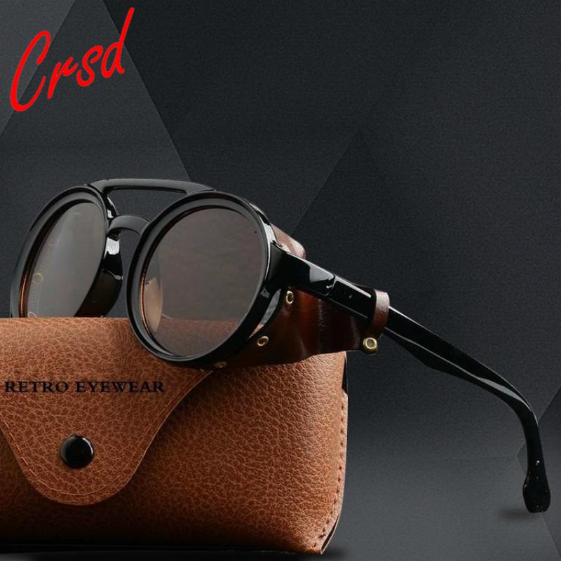 Glasses Shoes Men's Crsd Retro Round Steampunk Sunglasses Vintage Design Wo Vintage Sun Glasses Uv400 Shades Eyewear Oculos De Sol Cm