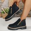 European and American large-size boots 22 autumn and winter new round head thick heel short tube side zipper Martin boots