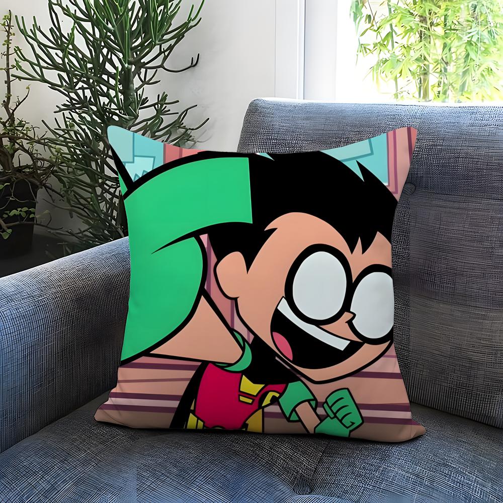 anime Teen Titans Go! Cushion Cover Comfortable Reversible Pillow Cover Ideal for Car Sofa Bedroom & Beyond