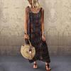Women Summer Off Sholuder Round Neck Printed Big Swing Loose Casual Holiday Beach Long Dress