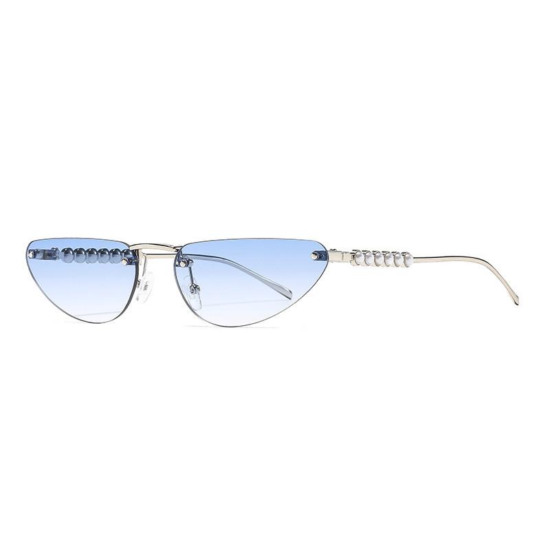 

Retro Cat Eye Sunglasses Women Uv400 Protection With Gray Lenses For Outdoor Fashion Silver Double Blue