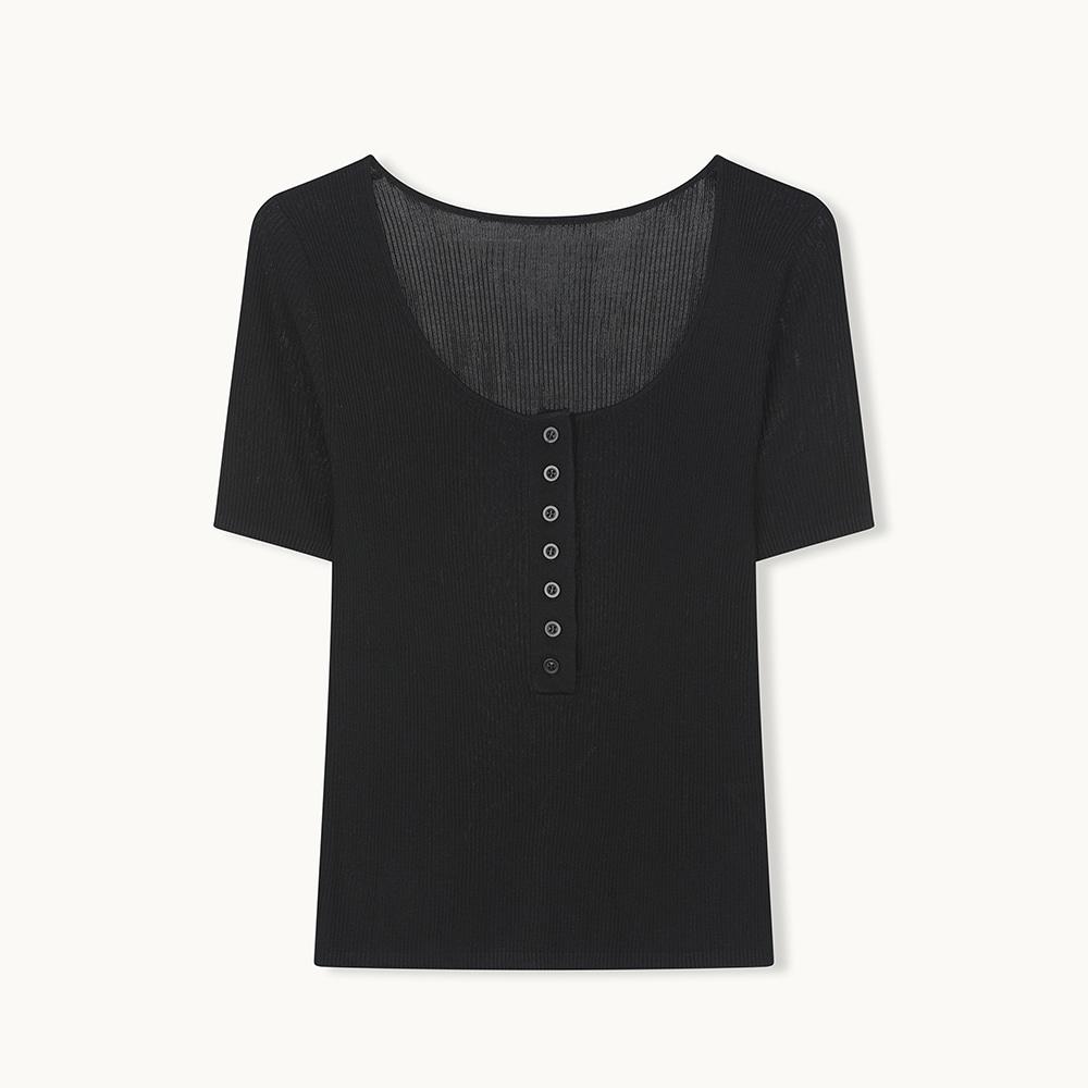 MAKE A TOAST Soft Button Half Knit (Black) Mbfsnt007Bk