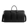 Compass 45 Silver Zipper Closure Leather Bowling Bag Unisex Shoulder Bag Black CCB85-BLK