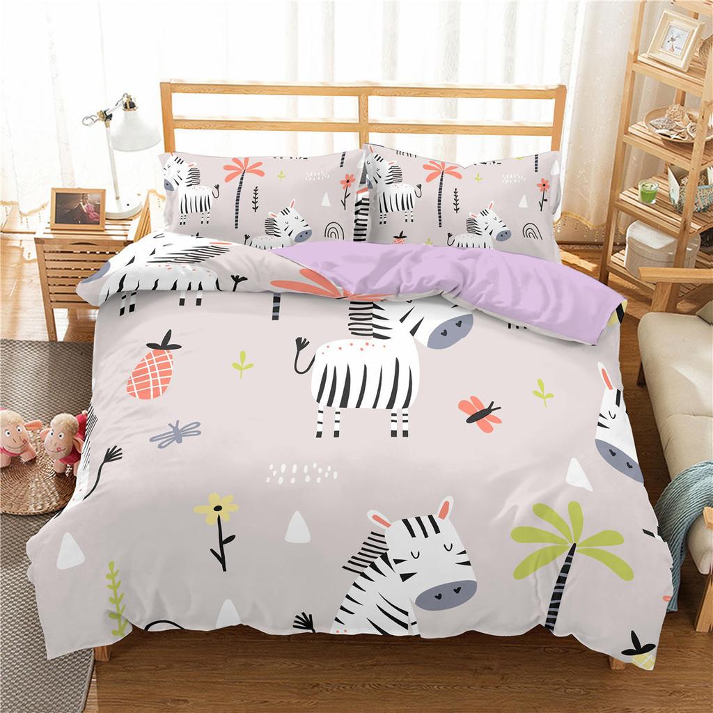 Comforter Cover With Pillowcase For Home Textile,100% High-Quality, Horse,Deer,Dinosaurs, Zebras,Tiger,Duvet Cover,2 Pcs, 3Pcs