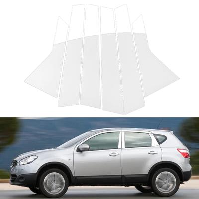 6pcs for Nissan Qashqai J10 2008 2009 2010-2013 Pillar Posts Car Door Trim Cover BC Column Stickers Silvery Chrome Accessories