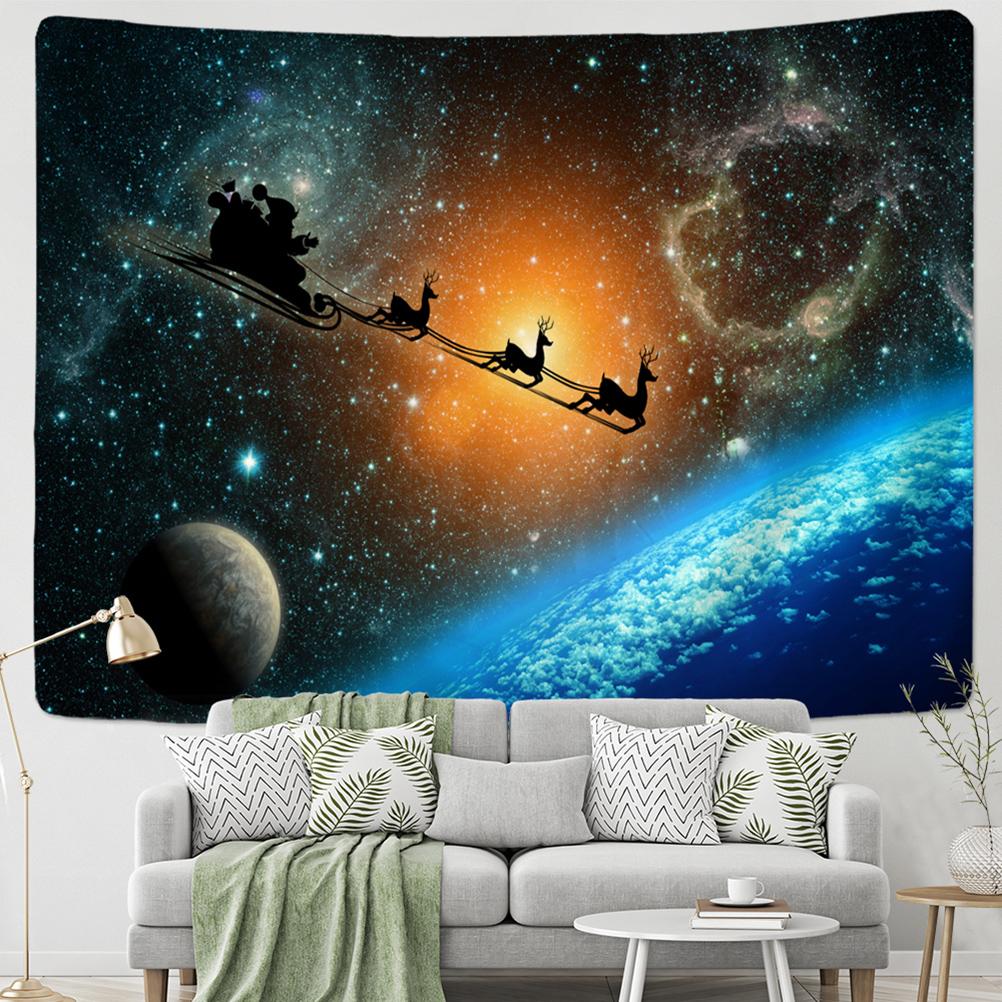 Christmas Snow Scene Tapestry Wall Hanging Art Cartoon Illustration Bohemian Style Bed Curtain Dormitory Home Decor