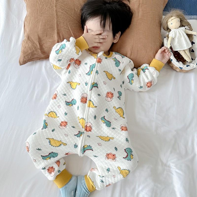 Winter Toddler Sleep Sack With Legs Cotton Pajamas Warm Thickened No-Seam Baby Sleepwear 1-3 Years