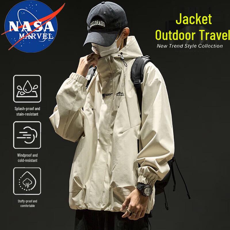 

NASA MARVEL Men s Hooded Casual Windbreaker Jacket 3XL