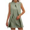 Combinaison courte sans manches à col rond pour femme, couleur unie
