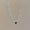 Light Luxury and High Grade Black Peach Heart Collar Chain for Spicy Girls with A Cold and Elegant Style, Exquisite and Niche Necklace