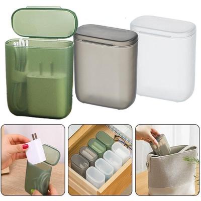 Data Cable Storage Box Dust-proof Headphone Organizer Box with Cover Clear Cable Wire Container Box for Home Office