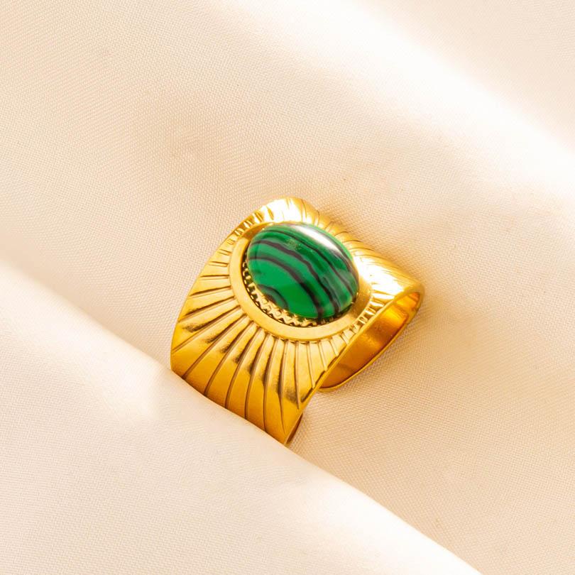 Novo Anel Vintage de Pedra Natural para Mulheres Homens Metal Cor Prata Anéis Geométricos da Moda Joias Impermeáveis de Aço Inoxidável