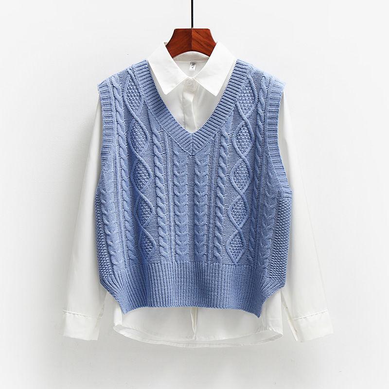 Vest Women Solid Short Loose Trendy Korean Style Sleeveless Knitted V-Neck All-match Female Coats Simple Leisure Outwear