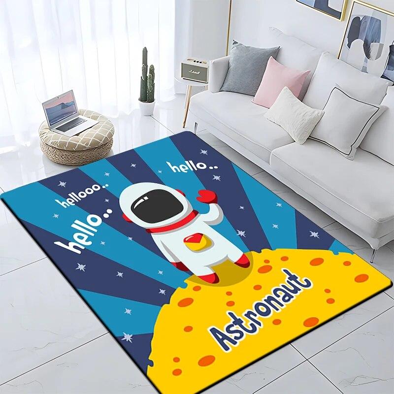 Cartoon Astronaut Children's Room Decorative Carpet Camping Cushion Play Aera Mat  Floor Mat Carpet Game Area Rug Floor Mats