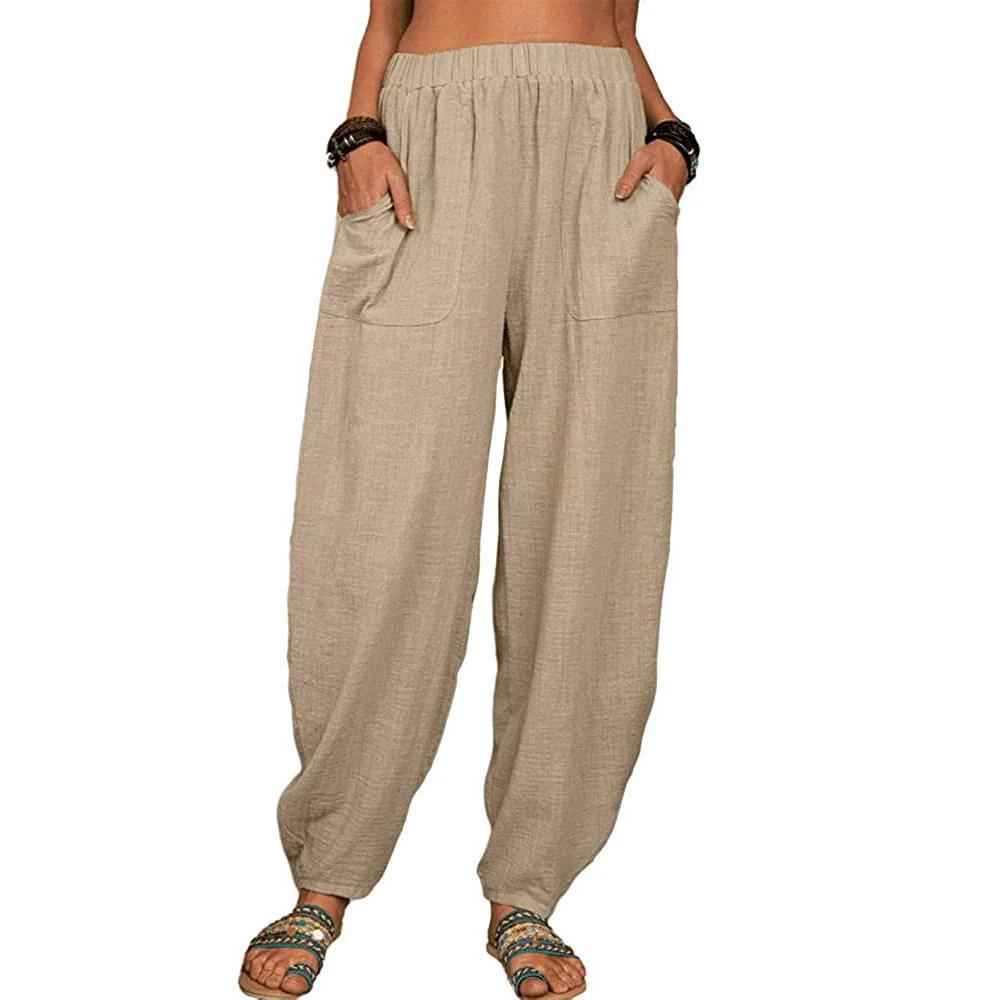 Women's Casual Pants, Loose Cotton and Linen Casual Pants, Home Harun Pants