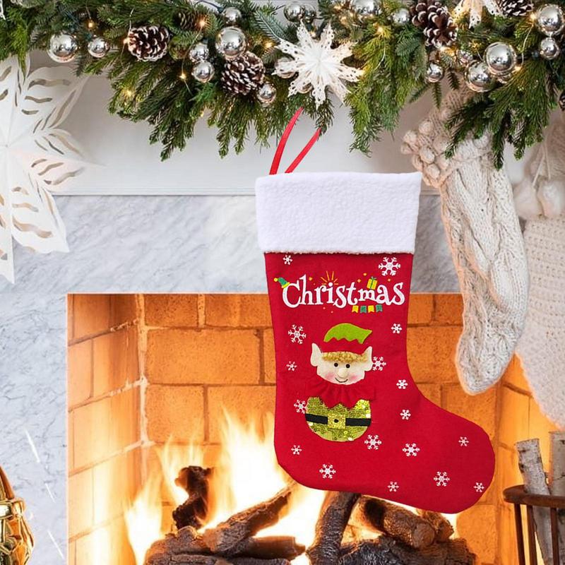 Christmas Stockings Merry Christmas Hanging Sock Rustic Christmas Stockings Hung Xmas Tree New Year Holiday Decoration