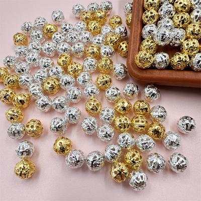 Space Loose Beads For DIY Neckalce Beacelet Hollow Charms Bead Silver Gold Plated 4-12mm