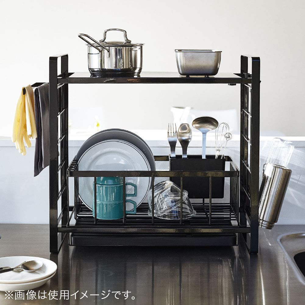 Yamazaki Expandable System Rack Tray L Black W42 x x Tower Combination Storage Rack Storage Tool Easy Installation 4373 (Yamazaki Industries) Sink-Top