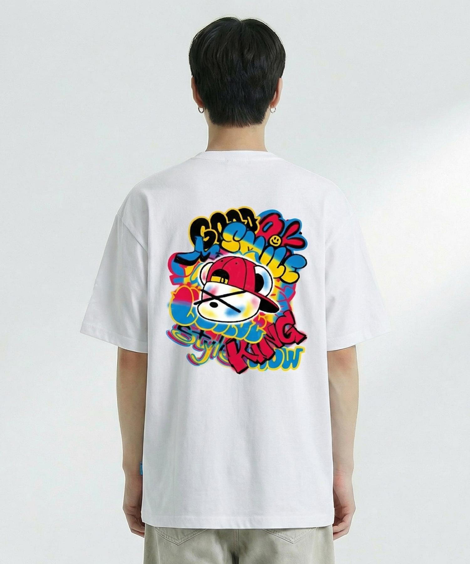 Double Jd Spray Bear Short Sleeve Tee Bk/L