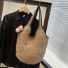 New Fashion Straw Portable Shoulder Bag Large Capacity Bucket Bag Versatile Beach Straw Bag