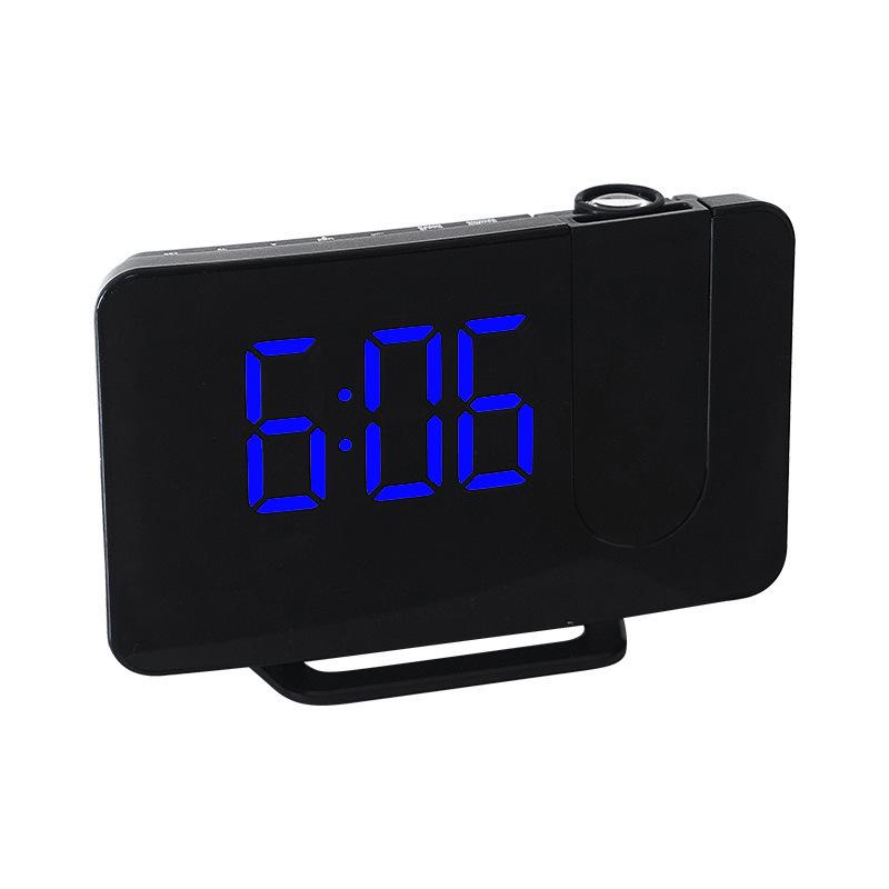0716 Dual Alarm Clock with Large LED Display, Curved Surface, and Radio Projection