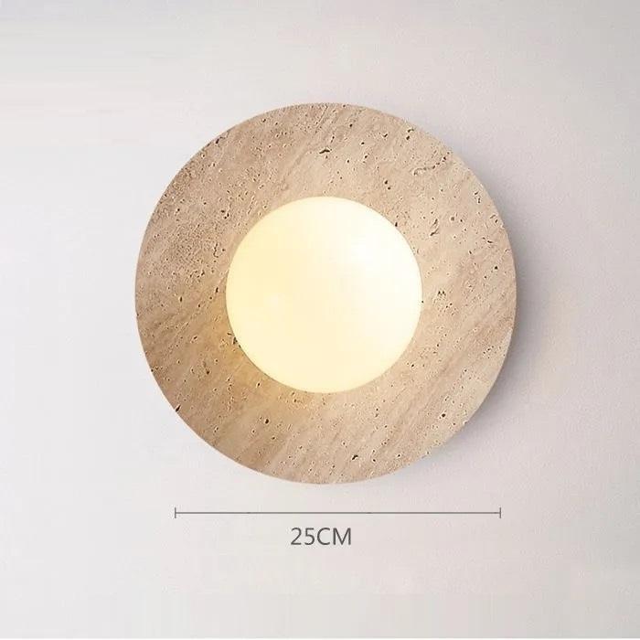 Modern Wabi Sabi style LED wall lamp natural yellow stone circular wall lamp bedroom living room porch room decoration lighting