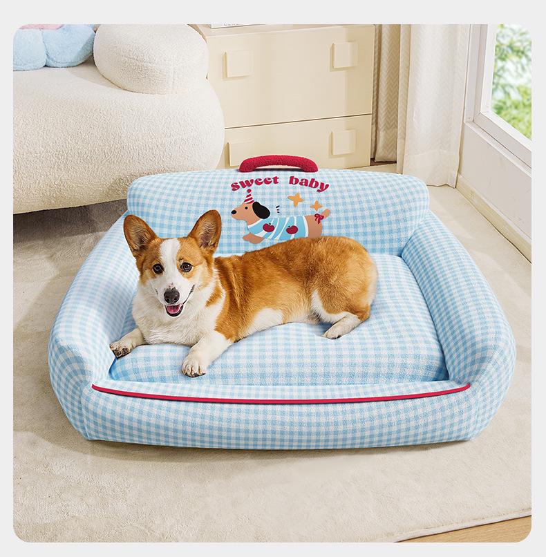 All-Season Washable Dog Bed & Cat Mat - Bichon Sofa Style