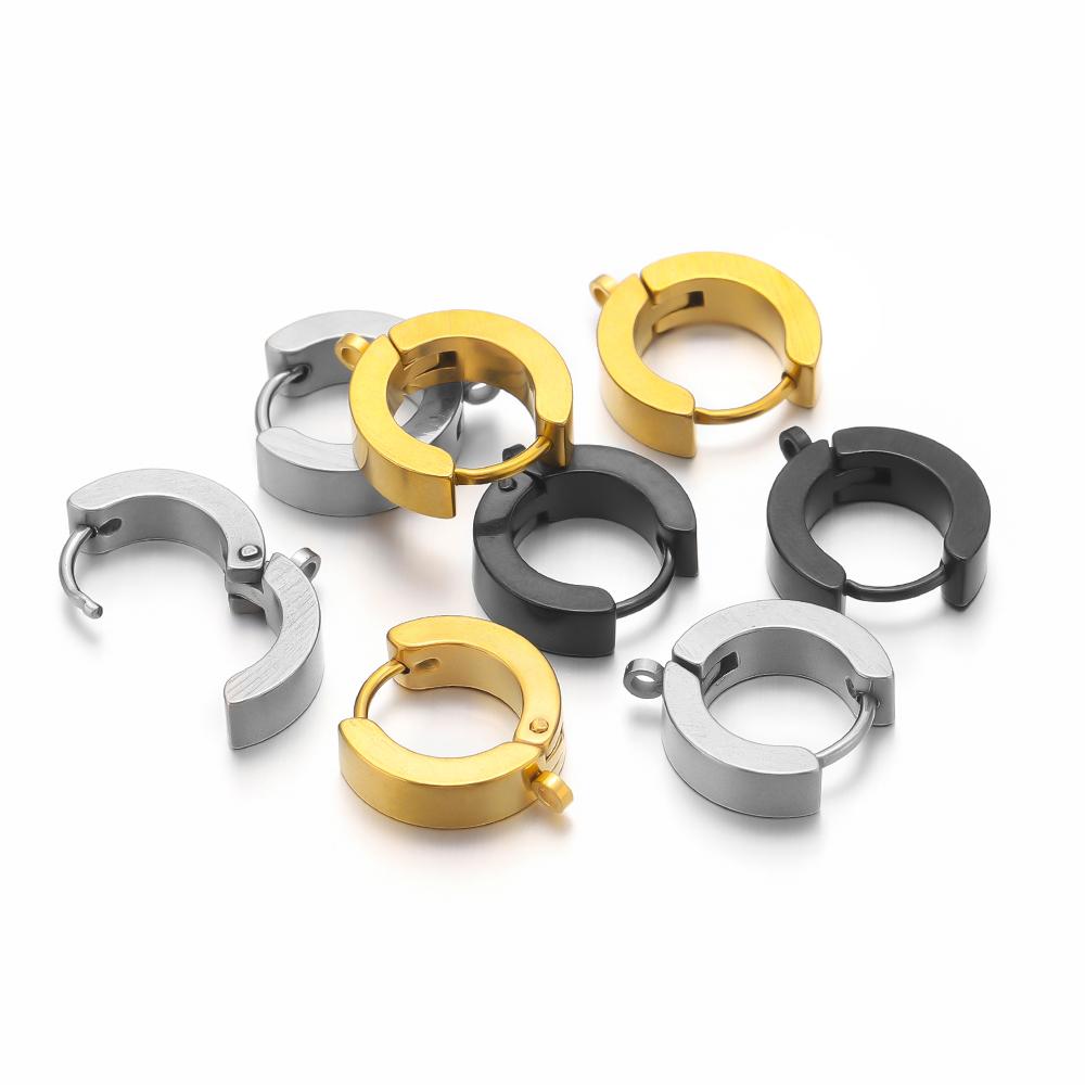 10pcs Stainless Steel Huggie Hoop Earring Hooks Clips Ear Post for DIY Jewelry Punk Hiphop Earrings Making Supplies Accessories