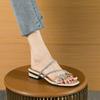 2025 Summer New Women's Slippers Outdoor Sandals Casual Flat Shoes Stylish Metal Design Korean Style Office Wear Large Size 43