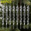 12~60pcs Christmas Acrylic Clear icicles Simulation Ice Xmas Tree Hanging Ornaments Winter Party New Year Decor Party Supplies
