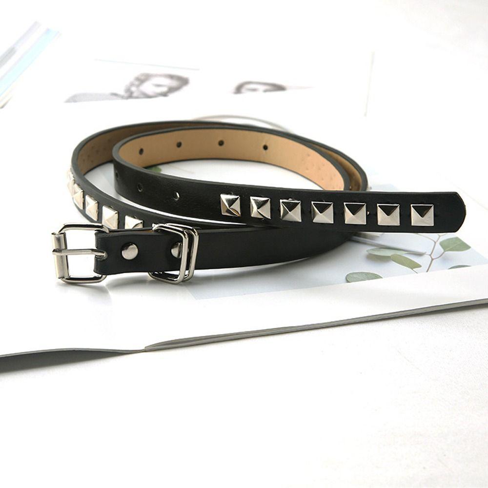 Belt Accessories Thin Metal Buckle For Men Rivet Waist Belts Women Waistband PU Leather Waist Strap