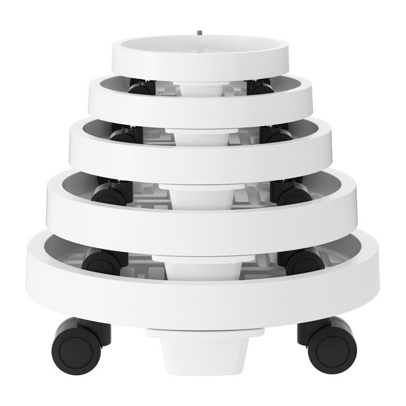 Tempered Mobile Flower Pot Tray with Wheels and Drawer – Round Base, Water-Receiving Tray for Potted Plants