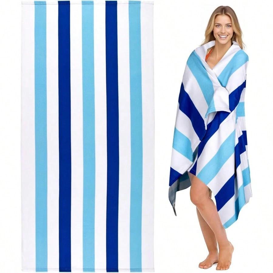 

Blue Stripe Beach Towel Single Sided Print Classic Soft Beach Towel Beach Pool Bathroom Towel Stylish Vibe Gift For Beach Lovers W40*H60(CM)