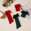 Sweet Kids Red Socks Red Bow Middle Tube Socks Soft Baby Knee High Long Sock  Autumn Winter
