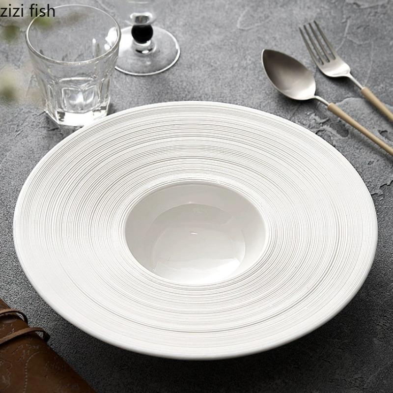 Ceramic Straw Hat Plate Restaurant Tableware Dinner Plates Soup Plate Noodle Bowl Dessert Plates Fruit Bowl Salad Bowls Dish