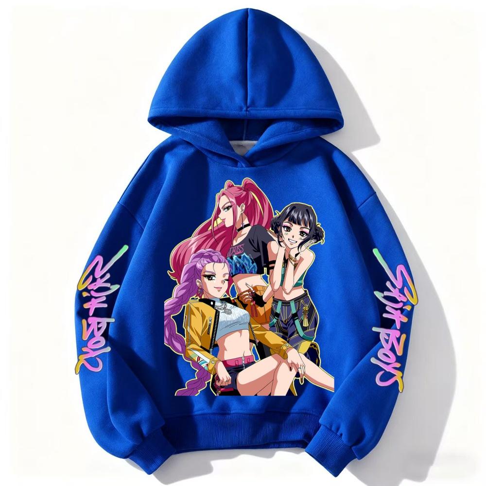 KPop Demon Hunter Girls Autumn and Winter Hooded Sweatshirt Children Girl Children's Tops Cute Long-sleeved Coat
