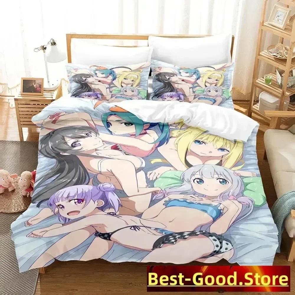 New Sagiri Izumi Bedding Set Cartoon Anime Three-Piece Set Adult Kid Bedroom Duvetcover Sets 3D Kawaii Girls