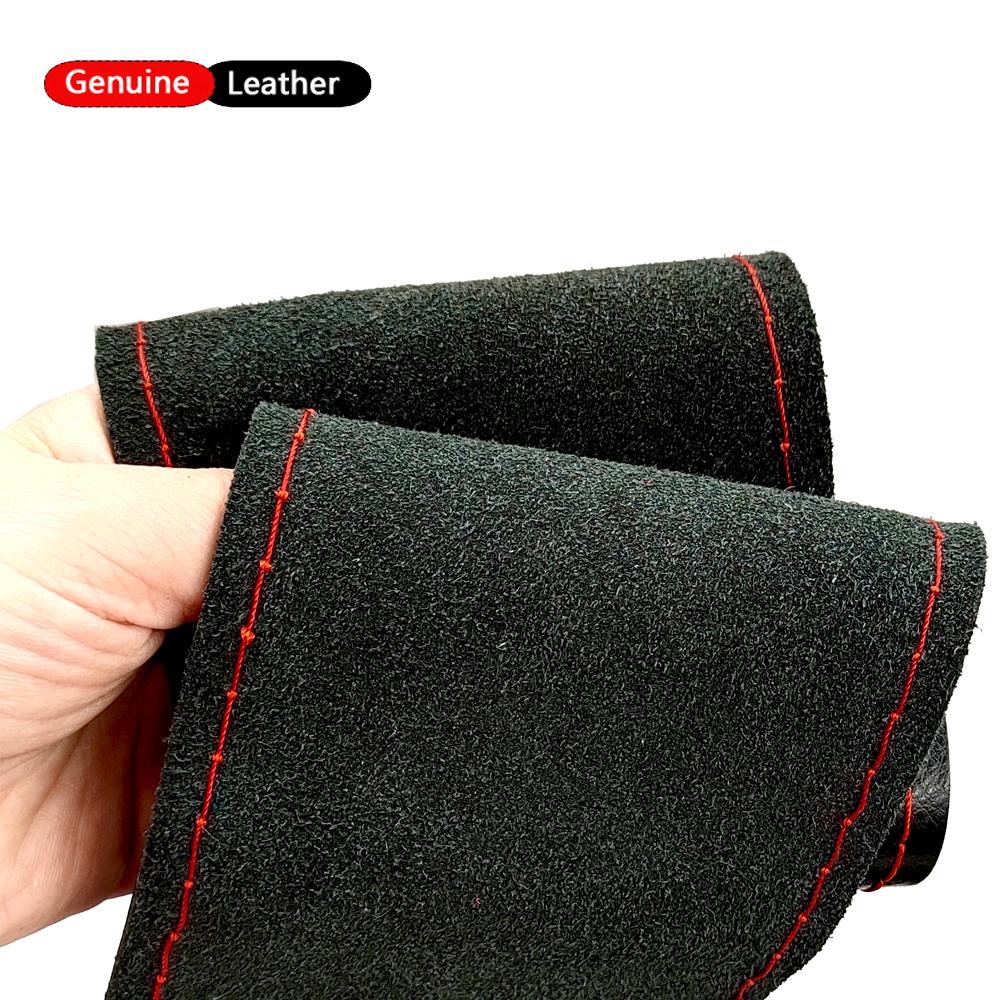 Luxury Genuine Leather Car Steering Wheel Cover Smooth Design -Steering Wheel Braid Case Universal Fit Auto SUV Diameter 38cm